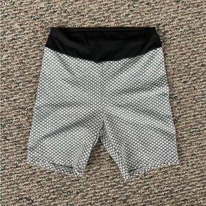 Black Waistband Grey Patterned Bike Shorts